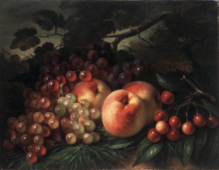 George Henry Hall Peaches, Grapes and Cherries